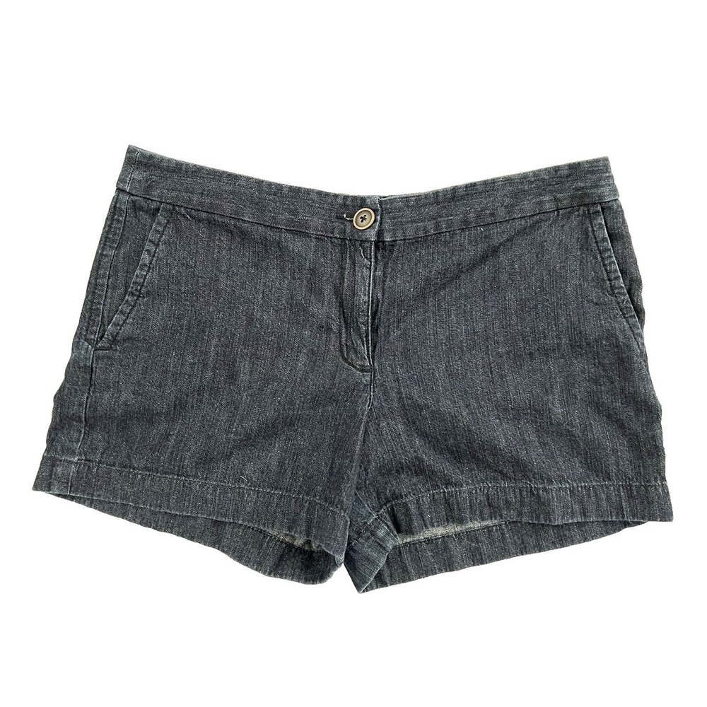 Ann Taylor Loft Denim Chino Shorts Women's 6 Blue Jean Mid Rise Flap Pockets EUC